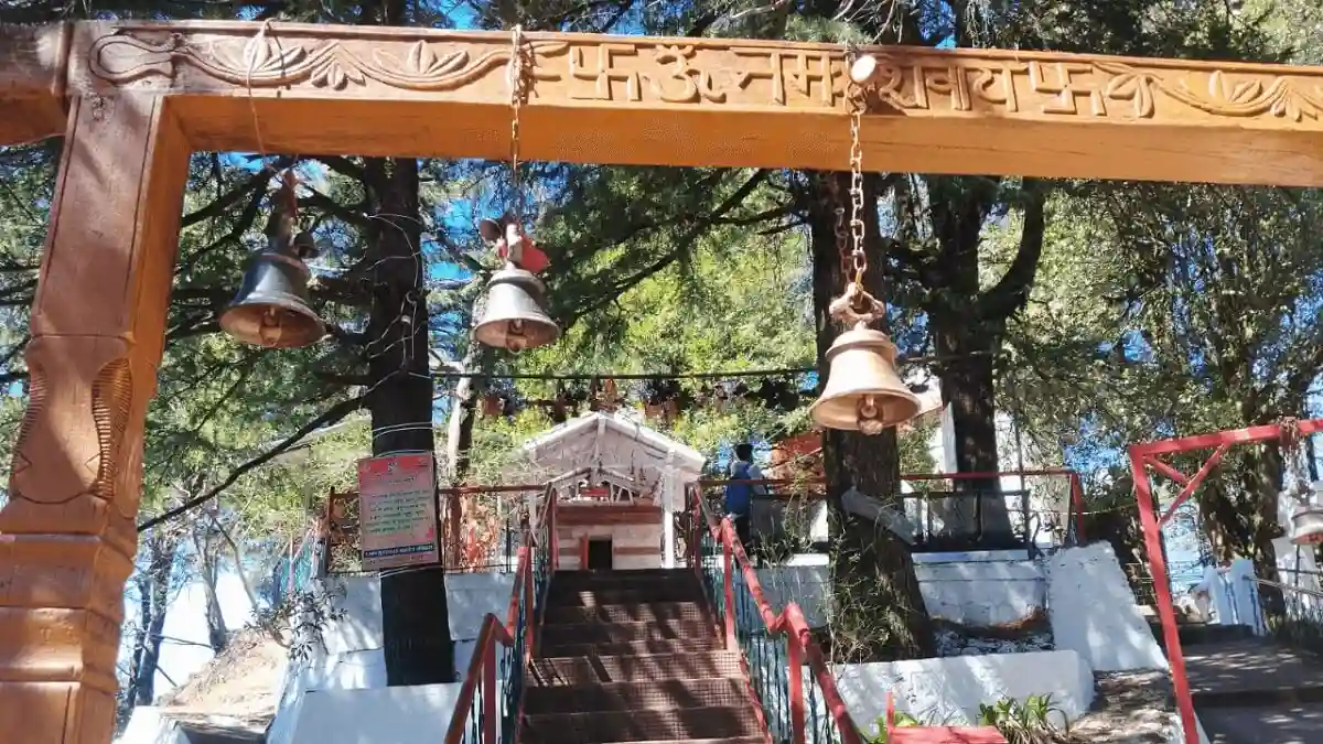 Historic 350-year-old Mukteshwar Dham Shiva Temple atop the mountain ridge in Mukteshwar, Uttarakhand
